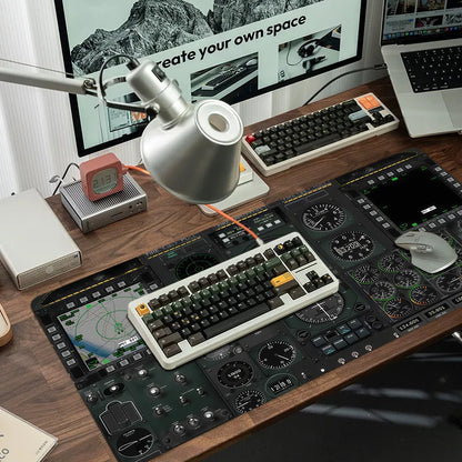 900x400 Flight Simulator Cockpit Mouse Pad, Non-Slip Stitched Edge Rubber Mat, Ideal Desk Pad for Gaming Office Computer Desktop