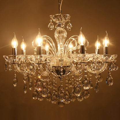 New Modern Candle Cognac Color Crystal Chandelier Living Room Large Light Atmosphere Restaurant Bedroom Lobby Hotel Hanging Lamp