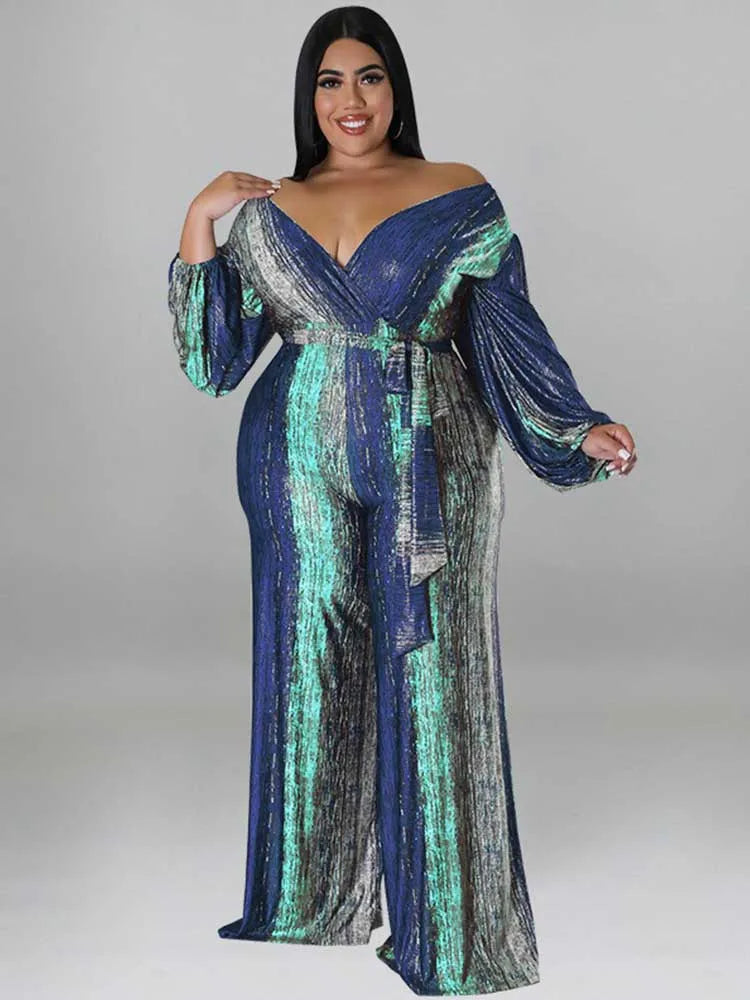 One Piece Outfit Women Jumpsuit 4xl Elegant Woman Jumpsuits V Neck Sexy Trousers Female Clothes Full-length Jumpsuit Plus Size