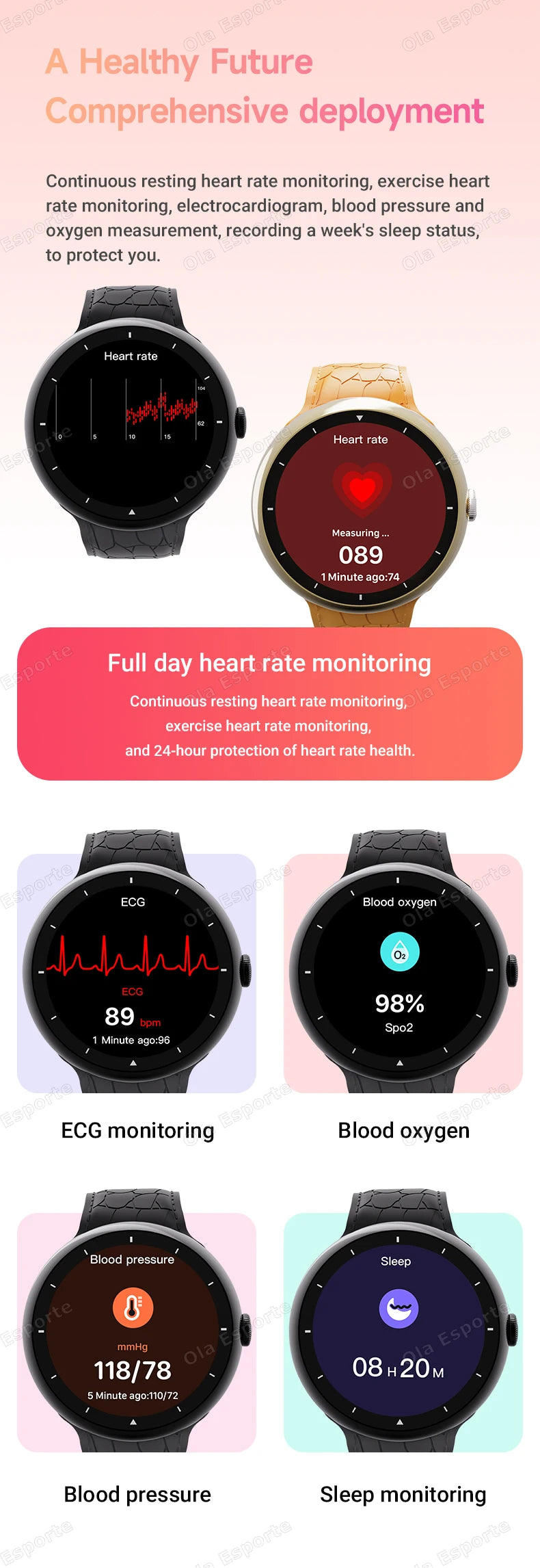 Multifunctional Smart Watch Men Women IP68 Waterproof Multi-sport modes Watch Heart Rate Blood Oxygen Monitor Samrtwartch Hw12