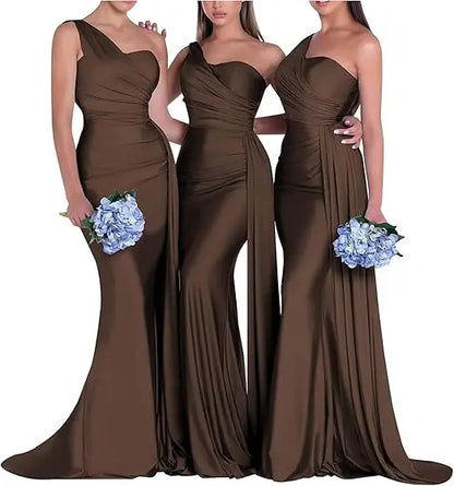One Shoulder Mermaid Bridesmaid Dresses Corset Back Formal Evening Party Gowns 2026 Prom Graduation Dress Customized