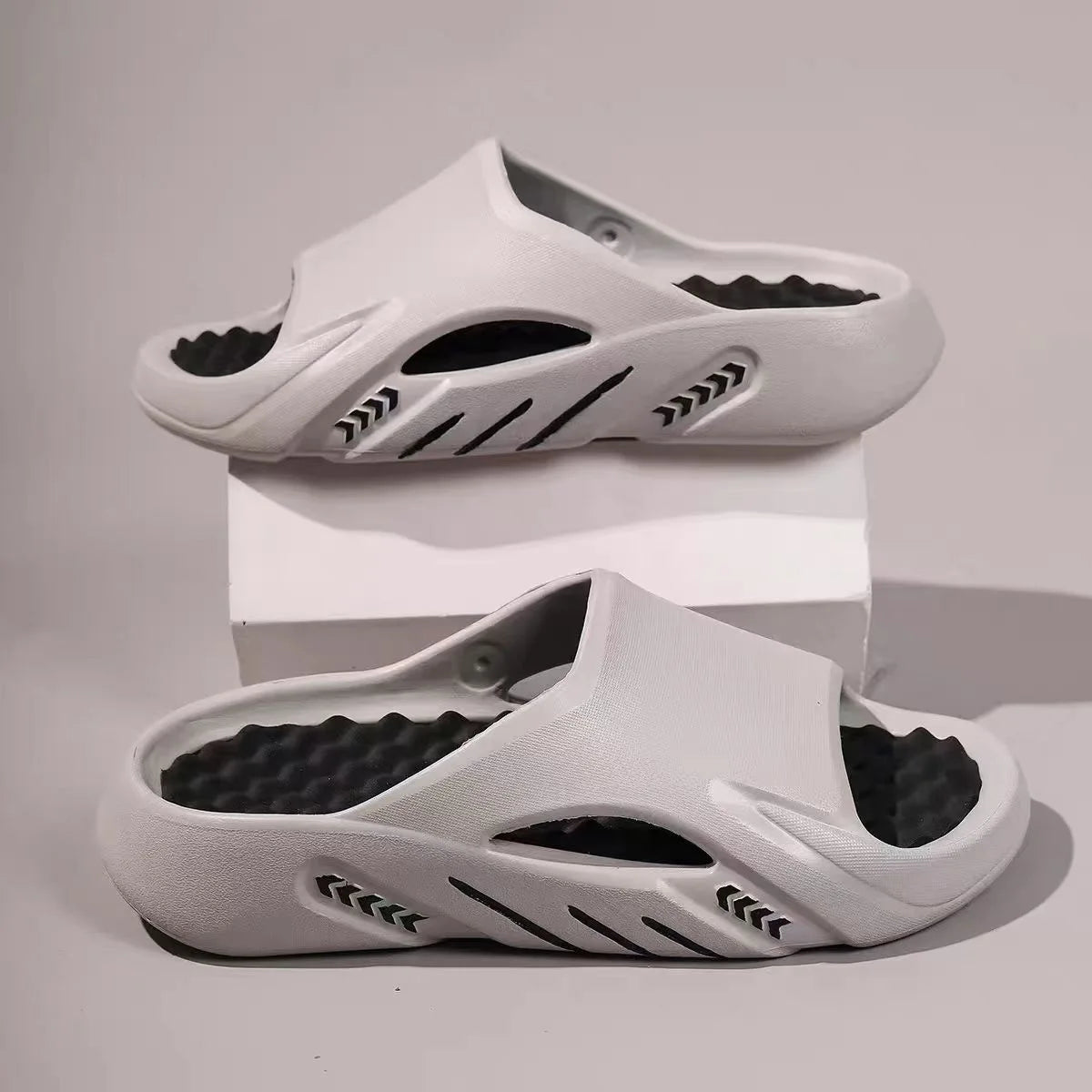 Men's Massage Slides Ultra Soft Cloud Slippers Thick Sole Non-slip Indoor Outdoor Sandals Casual Beach Flip Flops Big Size 48 49