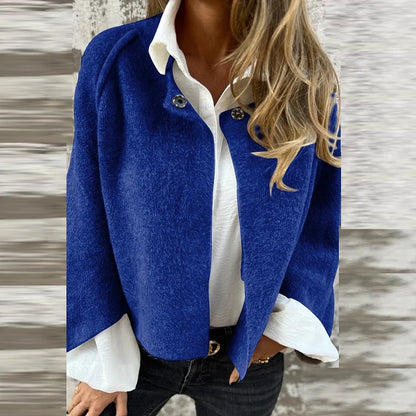 Autumn Winter Jacket Women Coats Wool Design Long Sleeve Solid Short Jacket Woman Casual Outwear