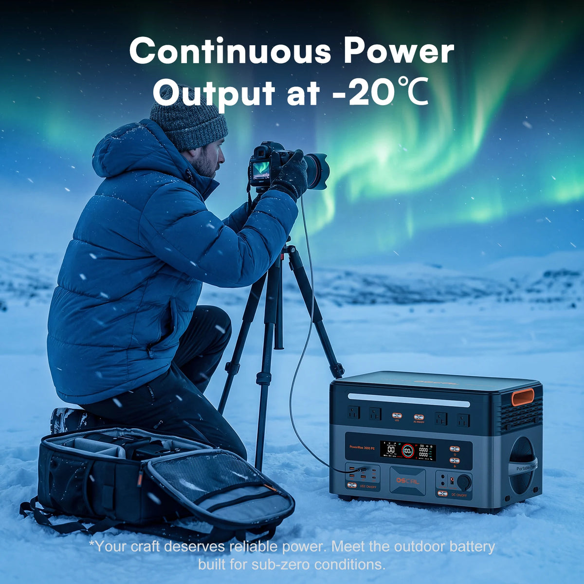 OSCAL 3600W Portable Power Station PowerMax 3600 PE Portable Solar Generator 2016Wh LiFePO4 Power Station 1.5H Fast Charging for Home RV Emergency With 100W Solar Panel