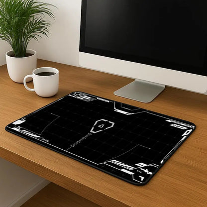 Gaming Mouse Pad Black White HUD Grid XXL Desk Mat Non Slip Rubber Waterproof Keyboard Mat PC Playmat Speed Extension XXL