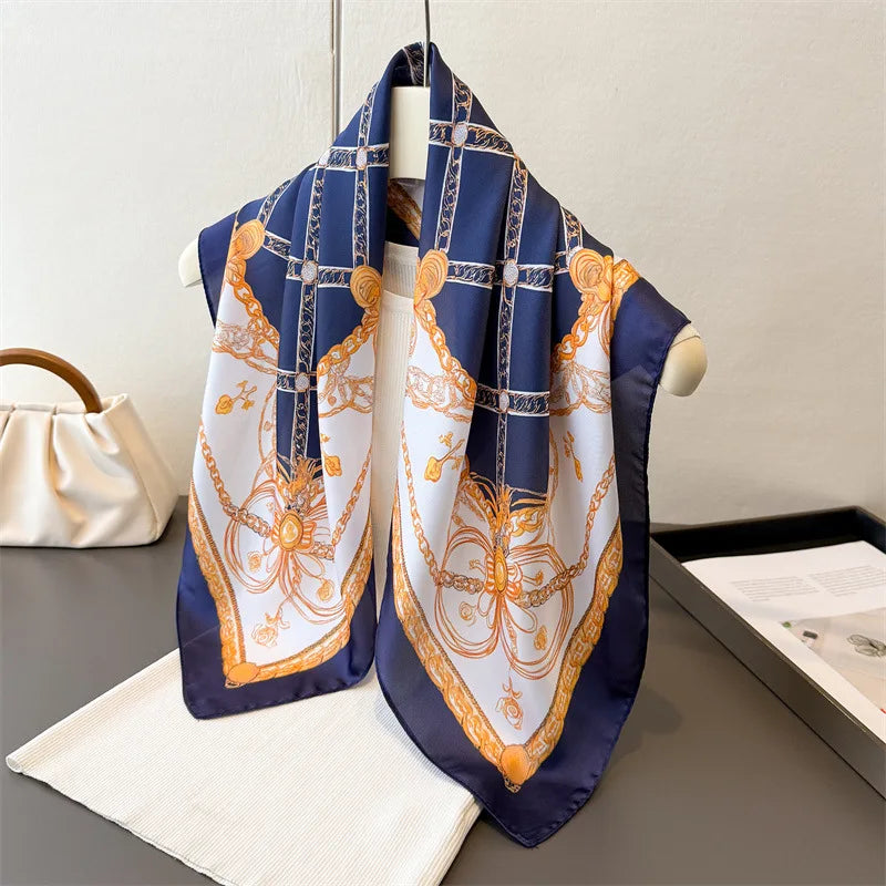 2025 New Paisley Print Silk Scarf for Women Square Hijab Soft Neck Tie Female Fashion Decoration Silk Headscarf 70*70cm Kerchief