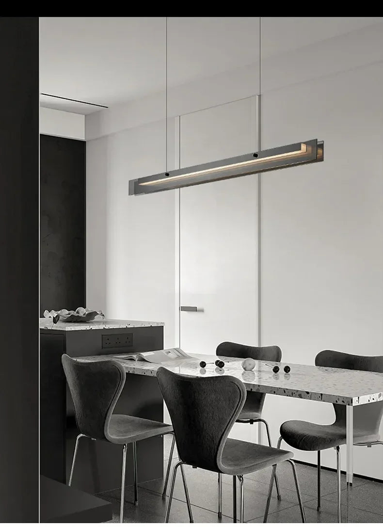 Nordic Long Glass Ceiling Chandelier Dimmable for Table Dining Room Kitchen Island Office Pendant Lights Decor Hanging Fixture