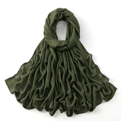 Fashion Muslim Hijab For Women Cotton Rayon Modal Hijab Scarf Solid Color Headscarf Wraps Islamic Headband Turban Veils 185*75CM