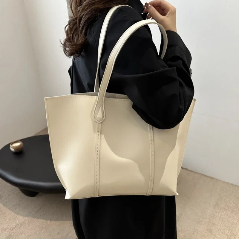 Retro Faux Leather Shoulder Bag, Large Capacity Office Commuter Handbag,Top Handle Purse Durable Work Laptop Tote Bags for Women