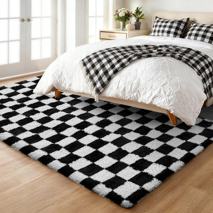 1pc Soft Long-hair Plush Carpet Rug Non-Slip Plush Fluffy Soft Furry Bedside Carpet Drum Carpet Holiday Suitable for Dormitory Home Decoration Pet-Friendly Bedroom Living Room Carpet Home Decoration Room Decoration