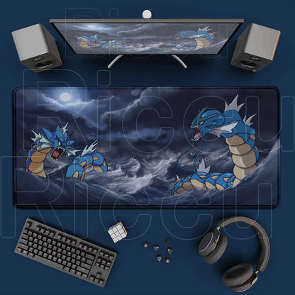 Gaming Anime P-Pokemons Gyarados Mousepad Large Non-slip Rubber Mouse Pad Gamer XXL 900x400mm Pc Keyboard Desk Mouse Mat Carpet