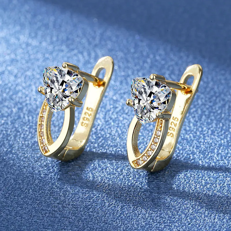 925 Silver Needle Princess Crystal Square Zircon Drop Earrings for Women Trendy Simplicity Jewelry Girl Sweet Gifts New