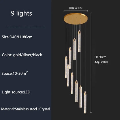 Modern Ceiling Chandelier Luxury Staircase Crystal Chandeliers Duplex Attic Villa Living Room Pendant Lights Home Decor Lighting