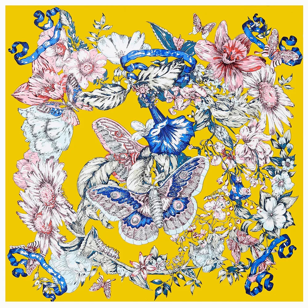 130CM Silk Scarf Women Horse Head Print Stoles Square Scarves Wraps Large Bandana Kerchief Hijabs Female Silk Foulards Sjaal