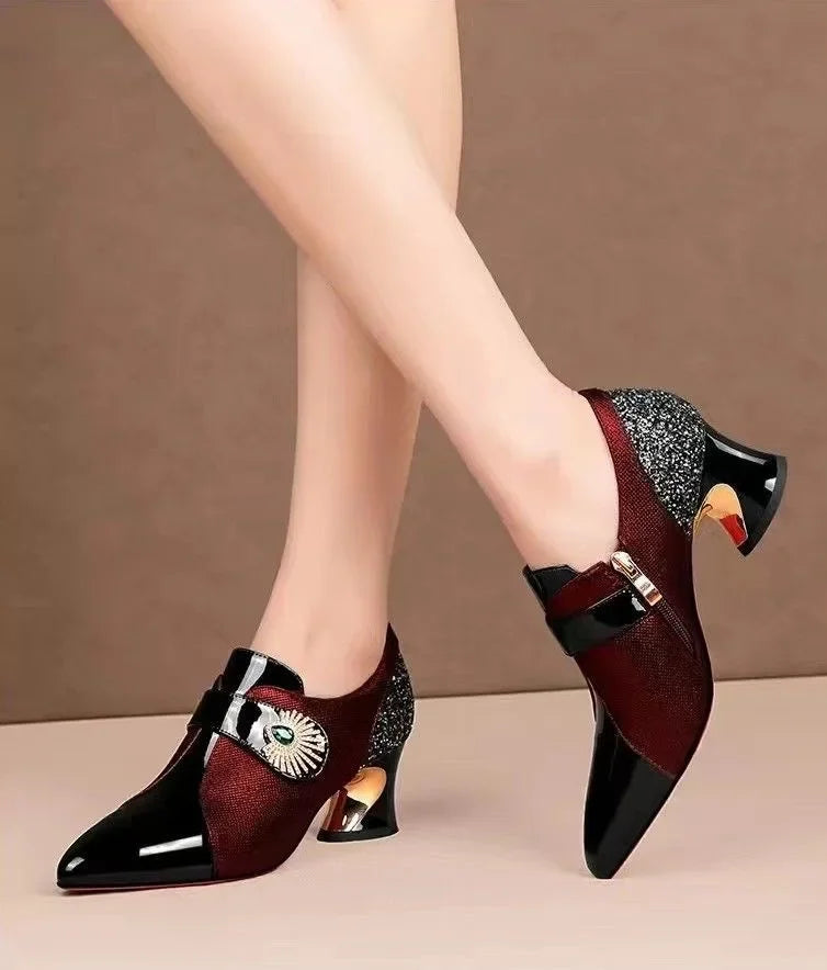 2026 Zapatos De Mujer Women Cute Green Pu Leather Pointed Toe High Heel Shoes Lady Classic Black Office Pumps Sapatos Femininas