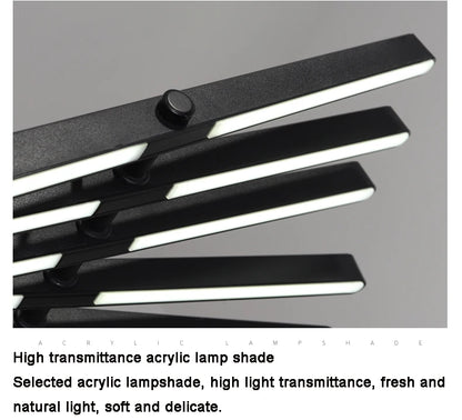 Modern LED Ceiling Chandelier Lights Nordic Luxury Pendant Lights for Living Dining Room Fish Bone Design Dimmable Hanging Lamp