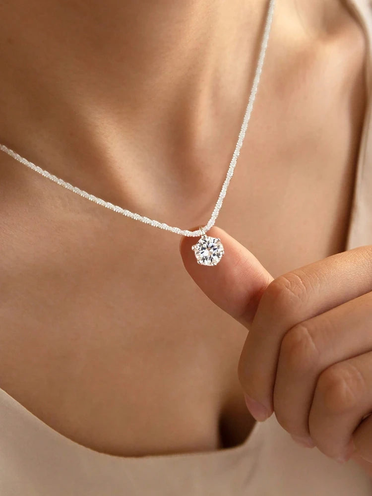 1ct Moissanite Diamond Cross Pendants Necklace for Women 925 Sterling Silver Christian Neck Chain Jewelry
