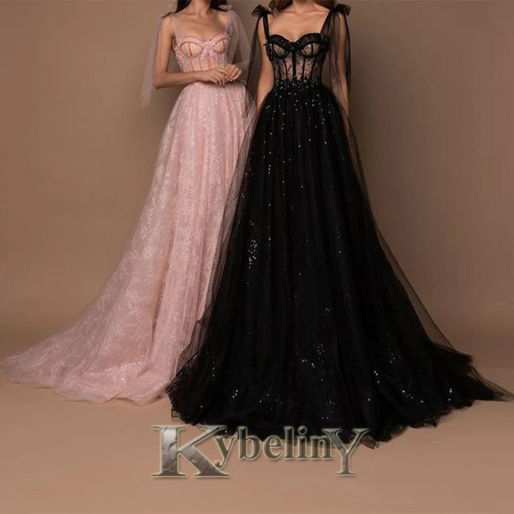 Kybeliny Fashionable Graduation Dresses for Woman High Neck Beadings Appliquse Trumpet Floor Length Pleat De Gala Customized