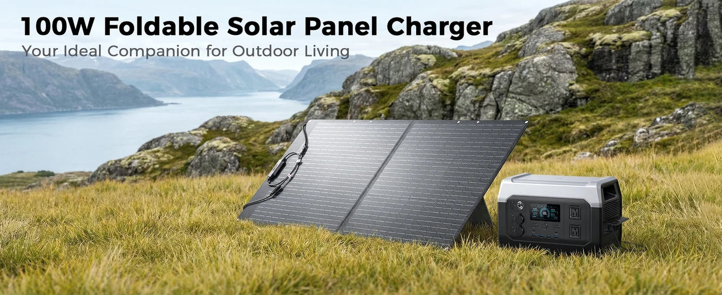 CTOLITY AP400 500W Solar Generator Portable Power Station Lifepo4 + SPC100-ETFE 100W ETFE Solar Panel Charger for Camping Power Bank Home