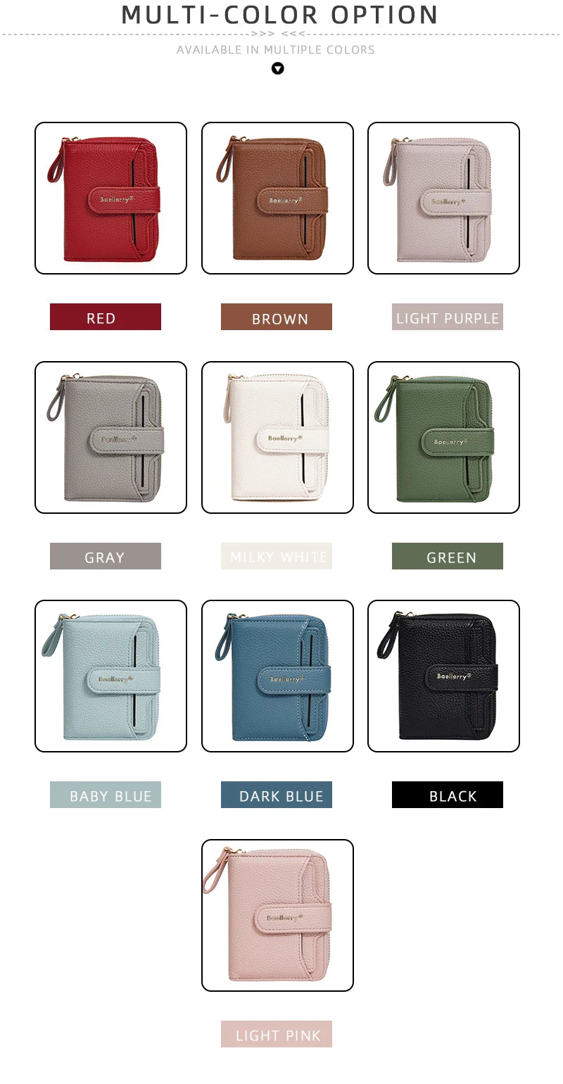 Baellerry Women Stylish Zip Around Card Wallet Multi-Functional RFID Blocking Purse 6 Card Slots and Coin Pocket Minimalist Gift