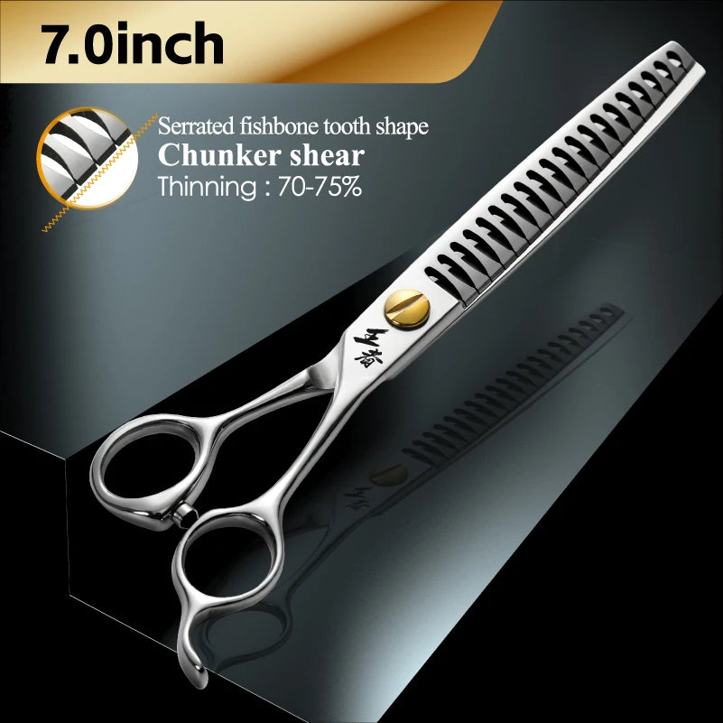 Fenice King Series VG10 Steel 7/7.5/8 Inch Professional Pet Dogs Grooming Scissors Straight Curved Thinnier Chunker Shears Tools