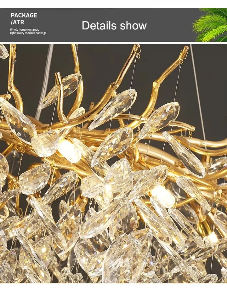 Luxury Modern Crystal Ceiling Chandelier Led Pendant Lamp Dining Table Living Room Bedroom Home Decor Wall Hanging Light Fixture