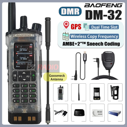 Transparent Baofeng Radio DM 32UV DMR Digital Wireless Walkie Talkie With AES256 Encryption For Long Range Secure Contact skiing