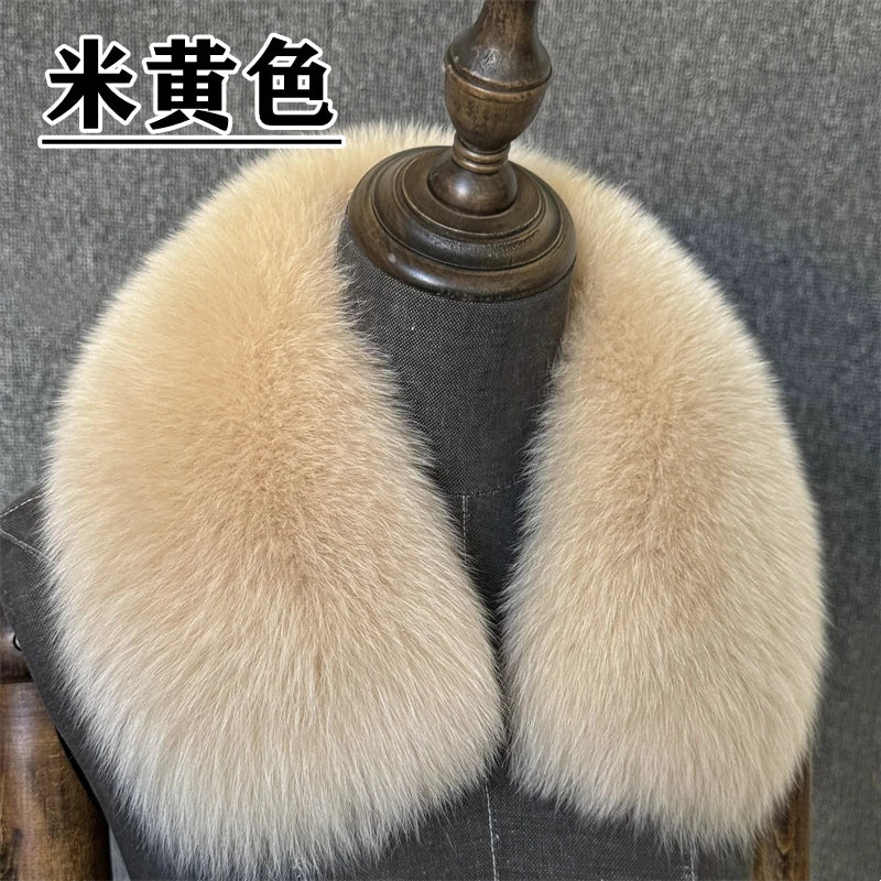 Natural Fox Fur Collar Removable Real Fur Square Collar for Coat Fashion Accessory for Women down Jacket Large Scarf Scarves