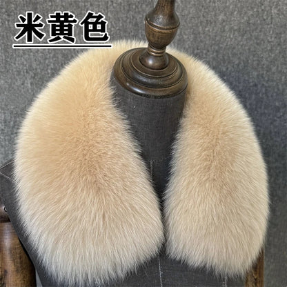 Natural Fox Fur Collar Removable Real Fur Square Collar for Coat Fashion Accessory for Women down Jacket Large Scarf Scarves
