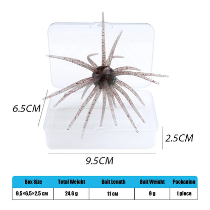 TREHOOK TPE Sea Urchin Soft Fishing Lure 9cm 4g 11cm 9g Silicone Bait for Bream Bass Pike Tilapia Winter Fishing