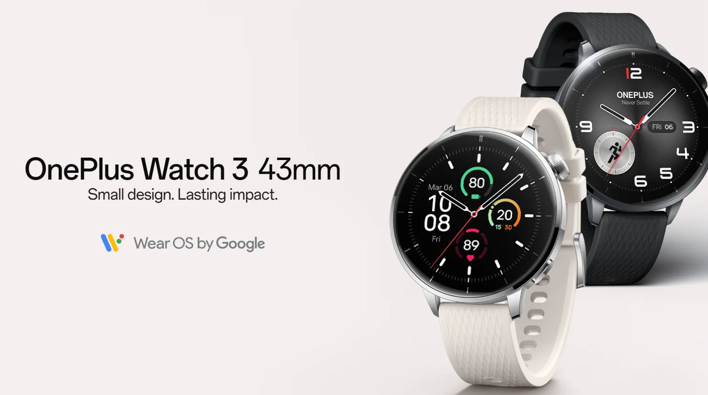Global Version OnePlus Watch 3 43mm Smart Watch 1.32inches AMOLED Up to 60h Battery Life Wear OS by Google GPS NFC