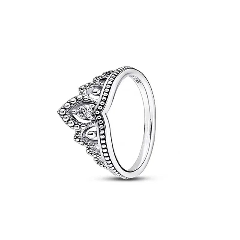 European New 925 Silver Heart-Shaped,Floral,Square Ring Suitable for Exquisite High-Quality Jewelry for Women at Wedding Parties
