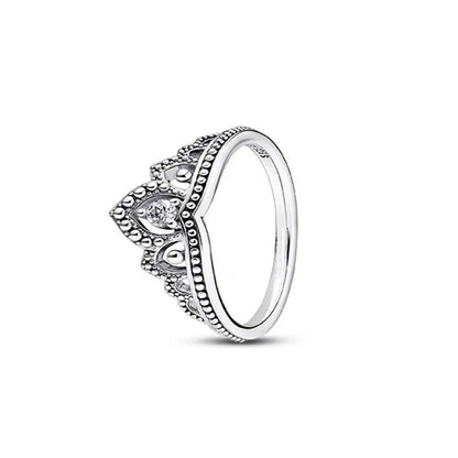 European New 925 Silver Heart-Shaped,Floral,Square Ring Suitable for Exquisite High-Quality Jewelry for Women at Wedding Parties