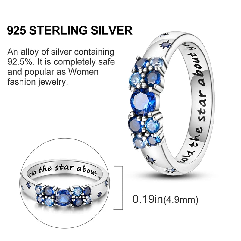 Original 925 Sterling Silver Ring Colorful Diamonds Cubic Zircon Finger Ring For Women Jewelry Wedding Engagement Birthday Gift