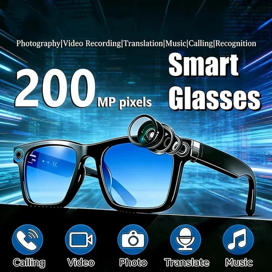 Smart Glasses 2MP Video Camera Multifunctional AI Translation Conversation Recording Music Control Wifi Transmission 2026
