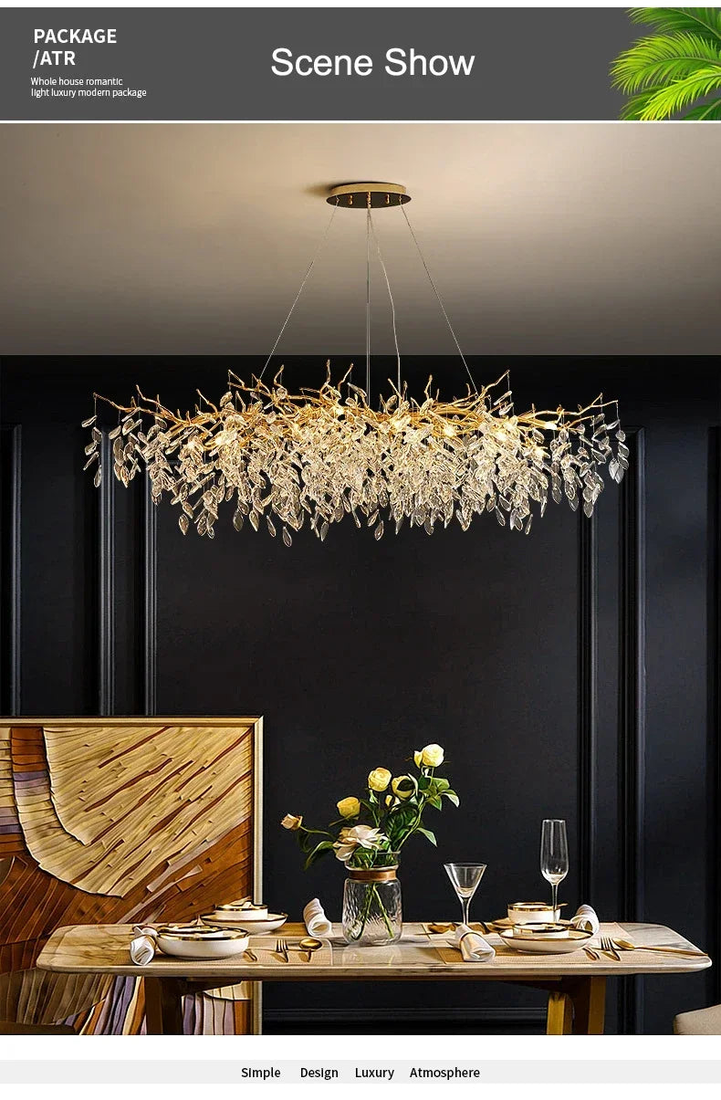 Luxury Modern Crystal Ceiling Chandelier Led Pendant Lamp Dining Table Living Room Bedroom Home Decor Wall Hanging Light Fixture