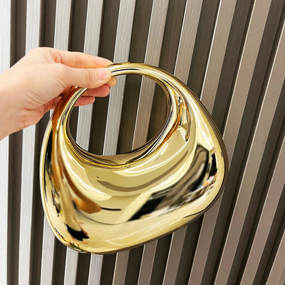 Golden Evening bag Purses and handbag luxury Designer shoulder bags moon bag Party Wedding Round Acrylic Shiny  Clutch purse