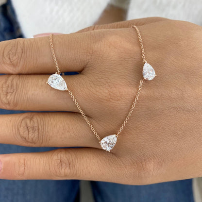 East West 9cttw Pear Cut Moissanite Necklace for Women 925 Sterling Silver Waterdrop Diamond Neckchain Wedding Party Jewelry GRA