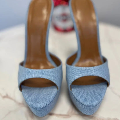 Summer Women's Pointed Toe Open Toe Stiletto Cool Slippers Fashion Women's Wedding Dance Shoes  Luxury Sandals Slippers