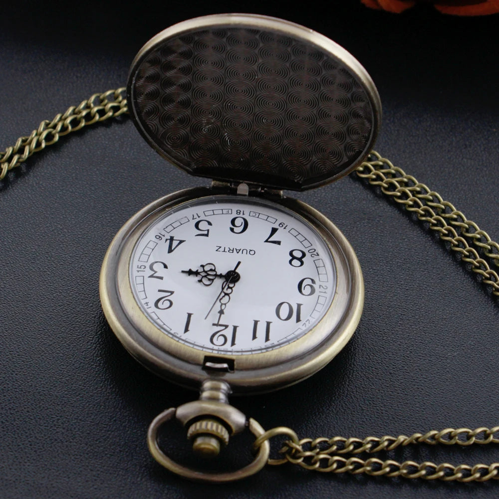 Bronze Mysterious Number Puzzle Men's and Women's Pendant Quartz Pocket Watch Retro Fashion Necklace Student's Best Gift