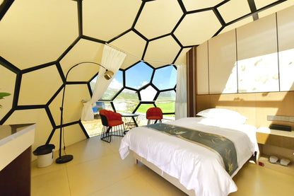 7M Blue Tempered Glass Geodesic Dome Tent House Glamping Accommodation for Resorts Hotels