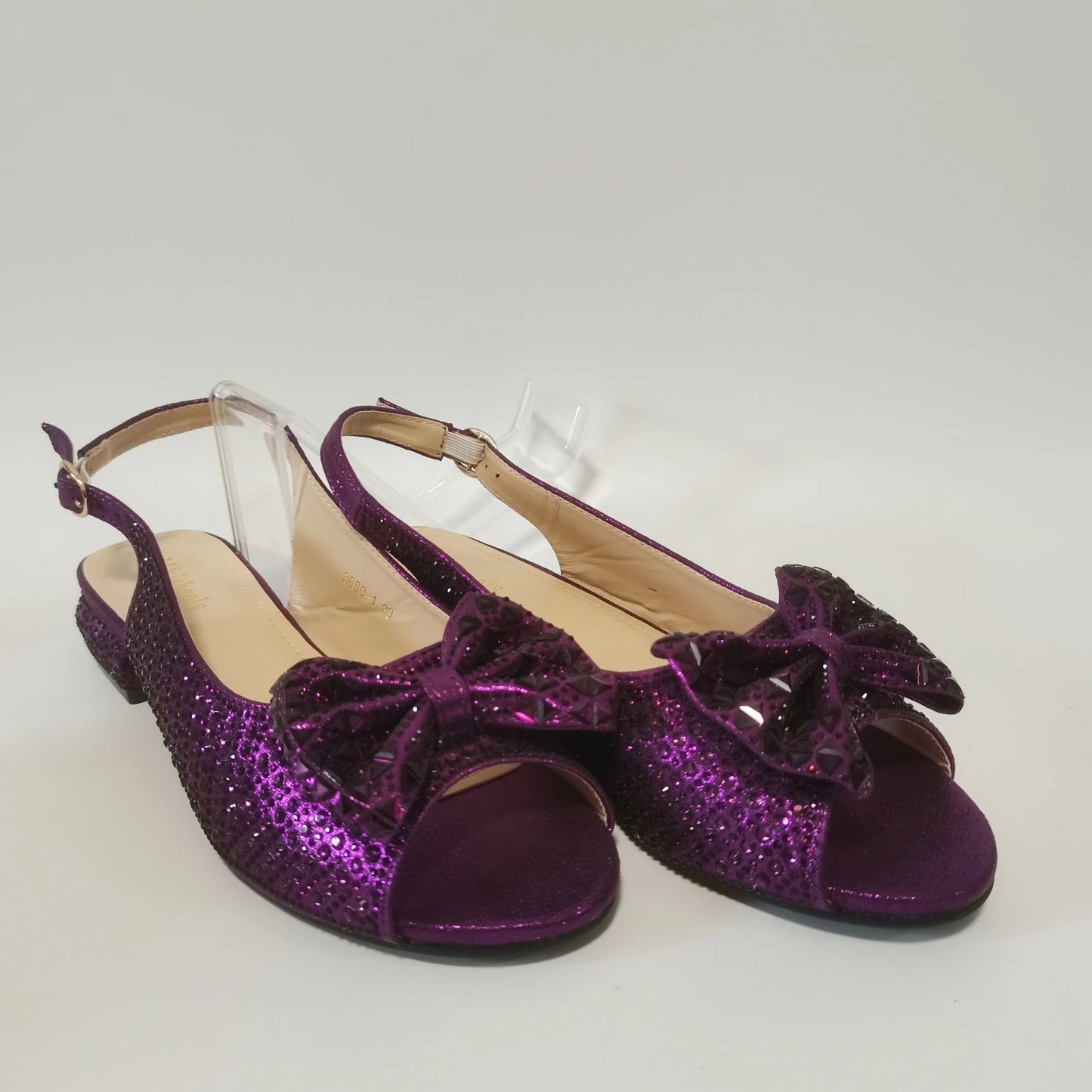 Fashion Purple Lower Heel Party Women's Sandals And Bag Match Set Italian Design Rhinestone Wedding Matching Shoes and Bag Set