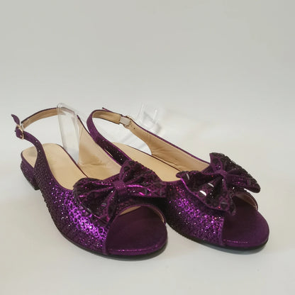 Fashion Purple Lower Heel Party Women's Sandals And Bag Match Set Italian Design Rhinestone Wedding Matching Shoes and Bag Set
