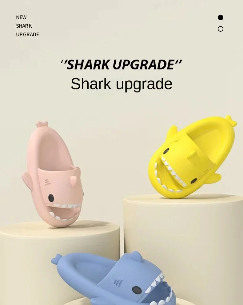 Summer Slippers Lovely Shark Slides Outdoor Women Shoes Flip Flops Men Couples Cartoon Eva Shoes Bathroom Non-Slip Sandals