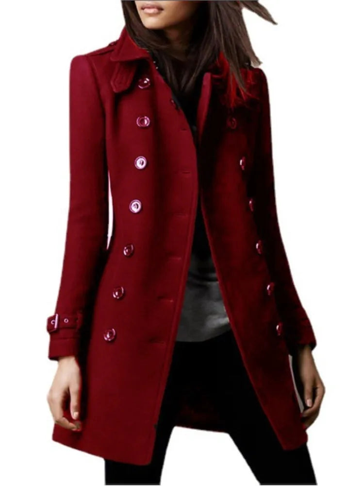 Fall Winter New Elegant Women's Jacket Coat Fashion Woolen Black Long Sleeve Double Breasted Loose Streetwear Women Coats Jacket