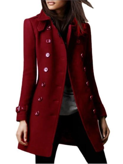 Fall Winter New Elegant Women's Jacket Coat Fashion Woolen Black Long Sleeve Double Breasted Loose Streetwear Women Coats Jacket
