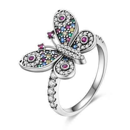 New Original Cartoon Animal Ring S925 Sterling Silver Rings Fashion Elegant Jewelry Romantic Gift For Woman Fine Butterfly Ring