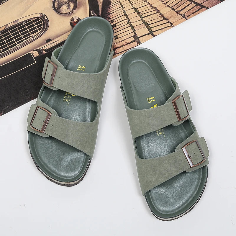 Men Leather Sandals Summer Classic Boys Shoes Slippers Soft Sandals Roman Comfortable Outdoor Beach Walking Footwear All-Match