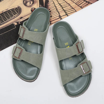 Men Leather Sandals Summer Classic Boys Shoes Slippers Soft Sandals Roman Comfortable Outdoor Beach Walking Footwear All-Match