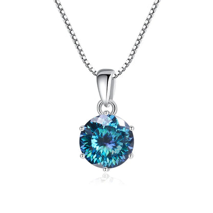 Butterflykiss 1CT 100 Faced Cut Moissanite Solitaire Drop Necklaces Gold Plated Pendant Real S925 Silver Chain Jewelry For Women